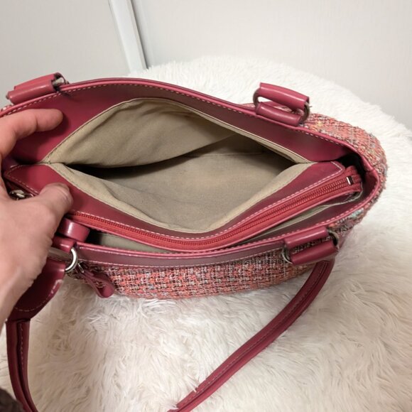Liz Claiborne Villager Leather & Tweed Shoulder Bag - Pink & Multi-Color - Picture 8 of 12